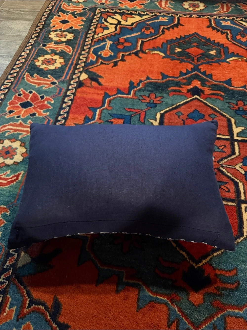 Traditional Block print John Robshaw 12 x 18 hand embroidered Throw Pillow